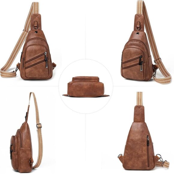 Sling Bag for Women Crossbody Purse Leather Crossbody Bag Fanny Pack Chest Pack - Picture 8 of 9
